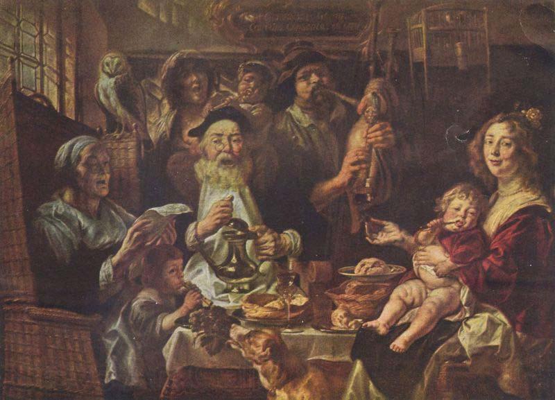 Jacob Jordaens Jacob Jordaens, As the Old Sang, So the young Pipe. Norge oil painting art